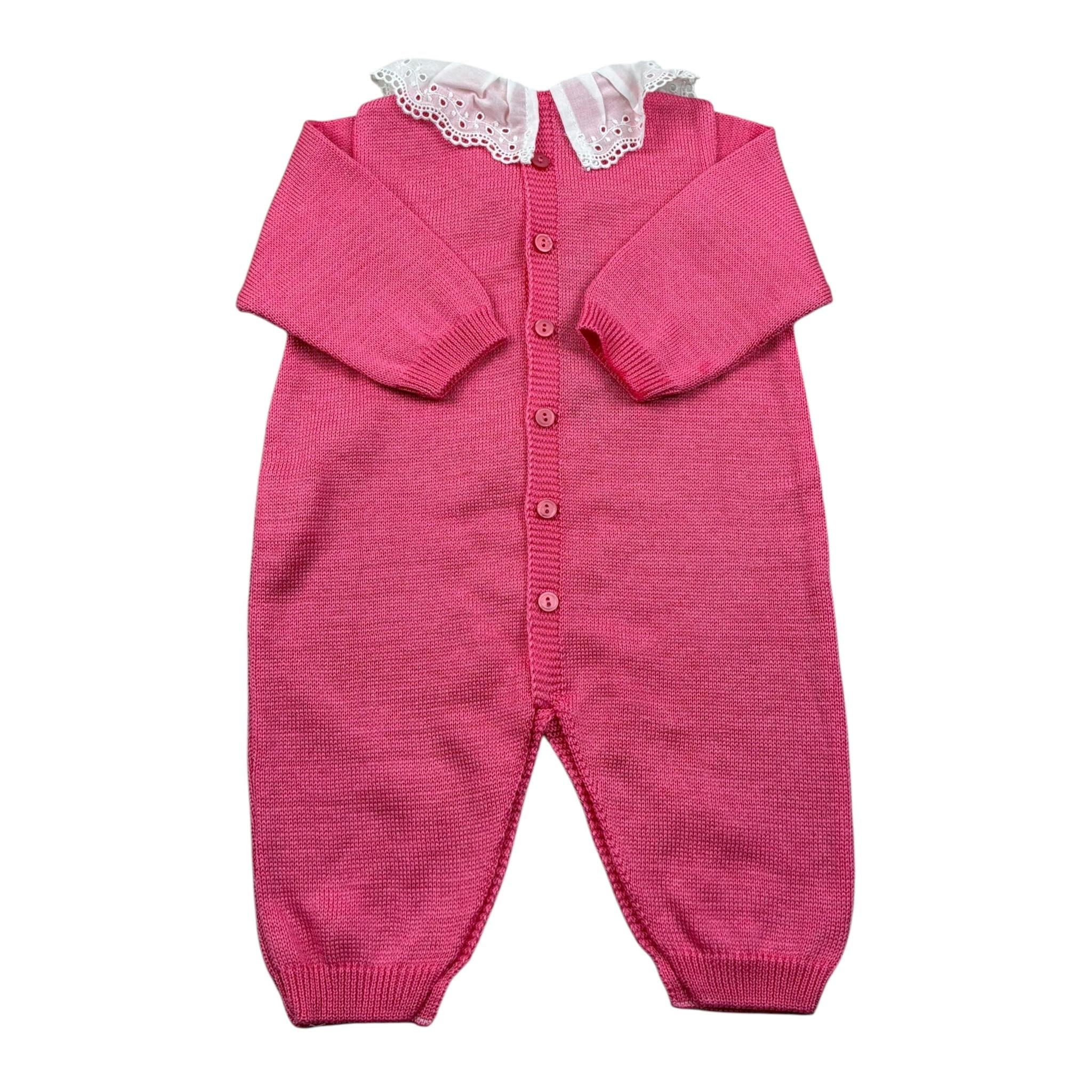 Marlu' Tutina Manica Lunga Tinta Unita con Ricami per Neonata EP1310 ROSA MARLU' 