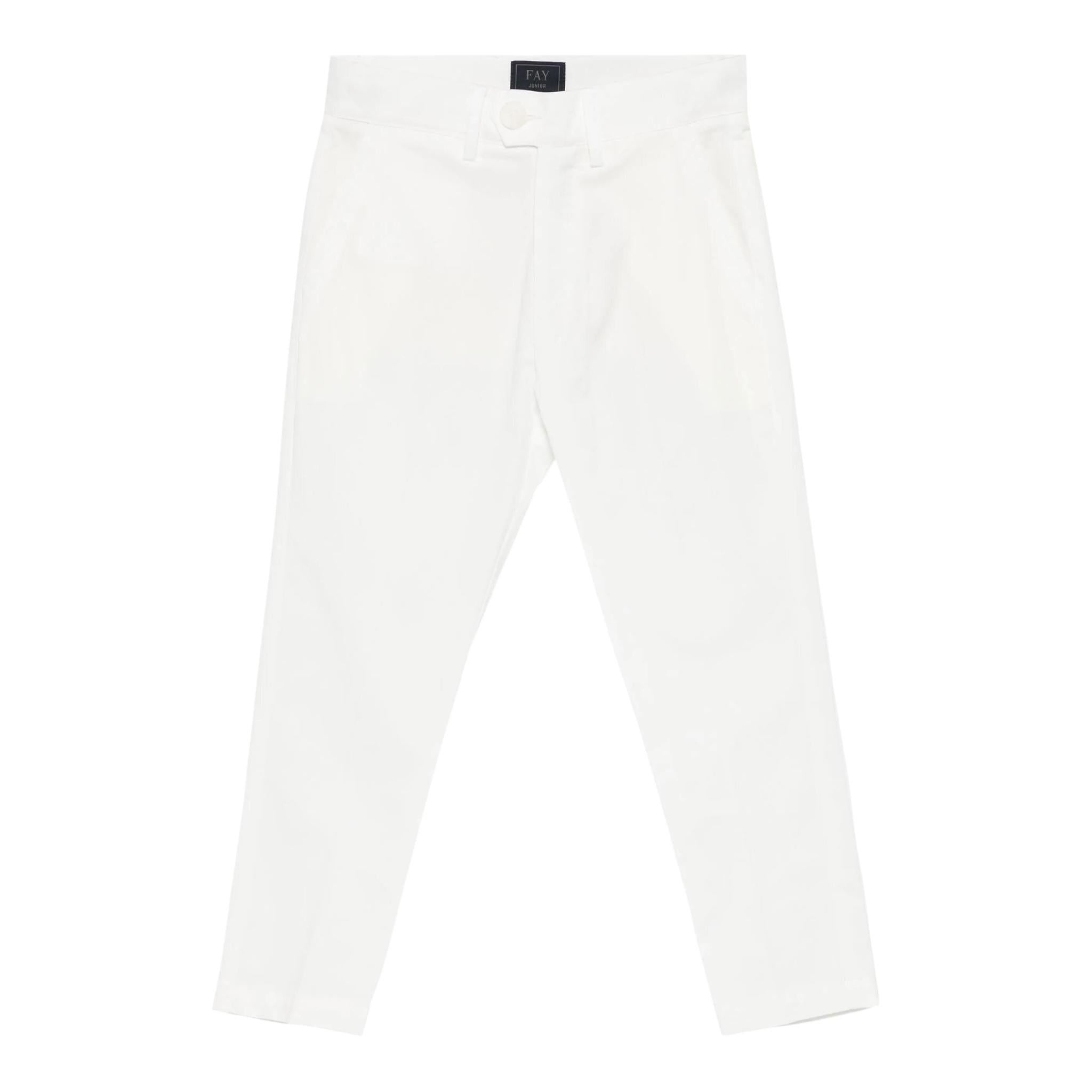 Fay Pantalone Tinta Unita con Girovita Regolabile per Bambino FW6P10X BIANCO FAY 