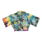 F**K Crop Half Sleeve Shirt With Multicolor Pattern For Girls