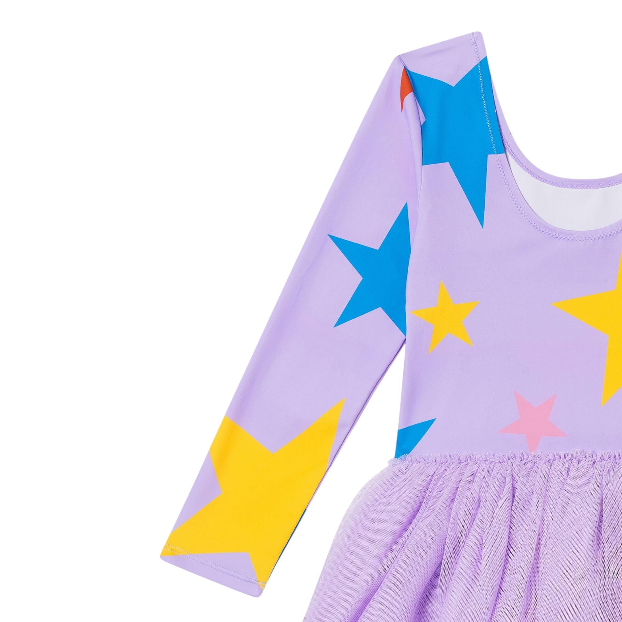 Stella Mccartney Abito Manica Lunga Tinta Unita con Gonna Tulle per Neonata TW1D80 LILLA STELLA McCARTNEY 