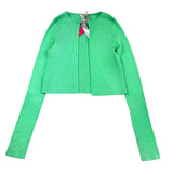 Liu Jo Solid Color Ribbed Cardigan Green For Girls