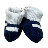 Little Bear Two-Tone White/Blue Baby Booties