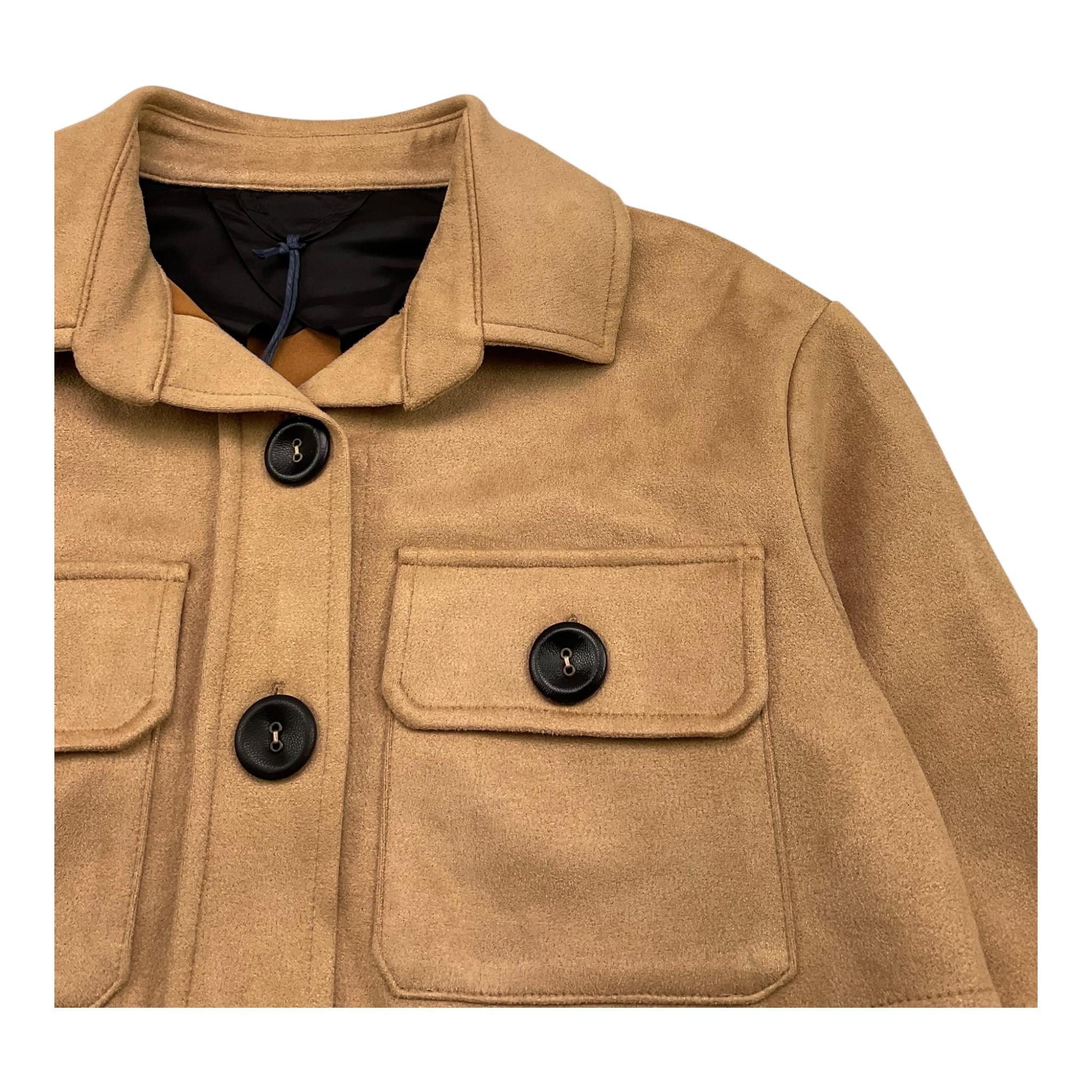 MIMISOL camicia manica lunga tinta unita in camoscio Beige per Bambina MFGC064 BEIGE MIMISOL 