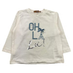 PLEASE shirt girocollo tinta unita con stampa Panna per Neonata ML07030G65 PANNA PLEASE 