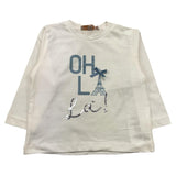 PLEASE shirt girocollo tinta unita con stampa Panna per Neonata ML07030G65 PANNA PLEASE 