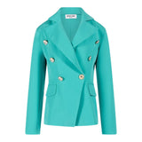 Odi Et Amo Tiffany Double Breasted Solid Color Jacket For Girls