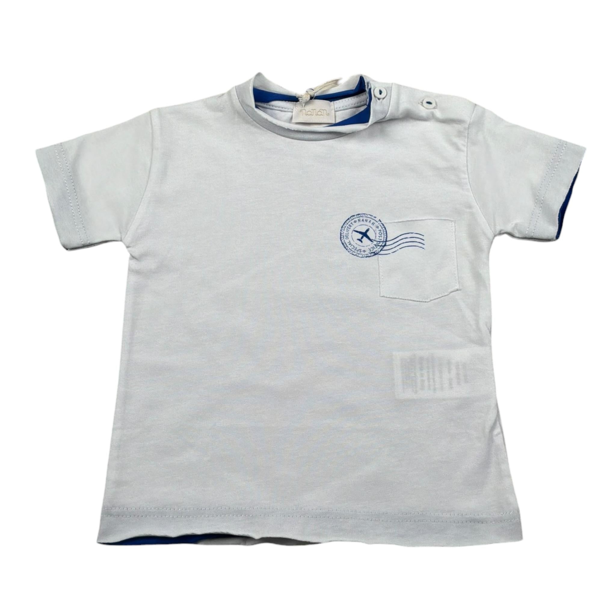 Nanan T-Shirt Girocollo Tinta Unita con Stampa per Neonato E2416512B BIANCO NANAN 