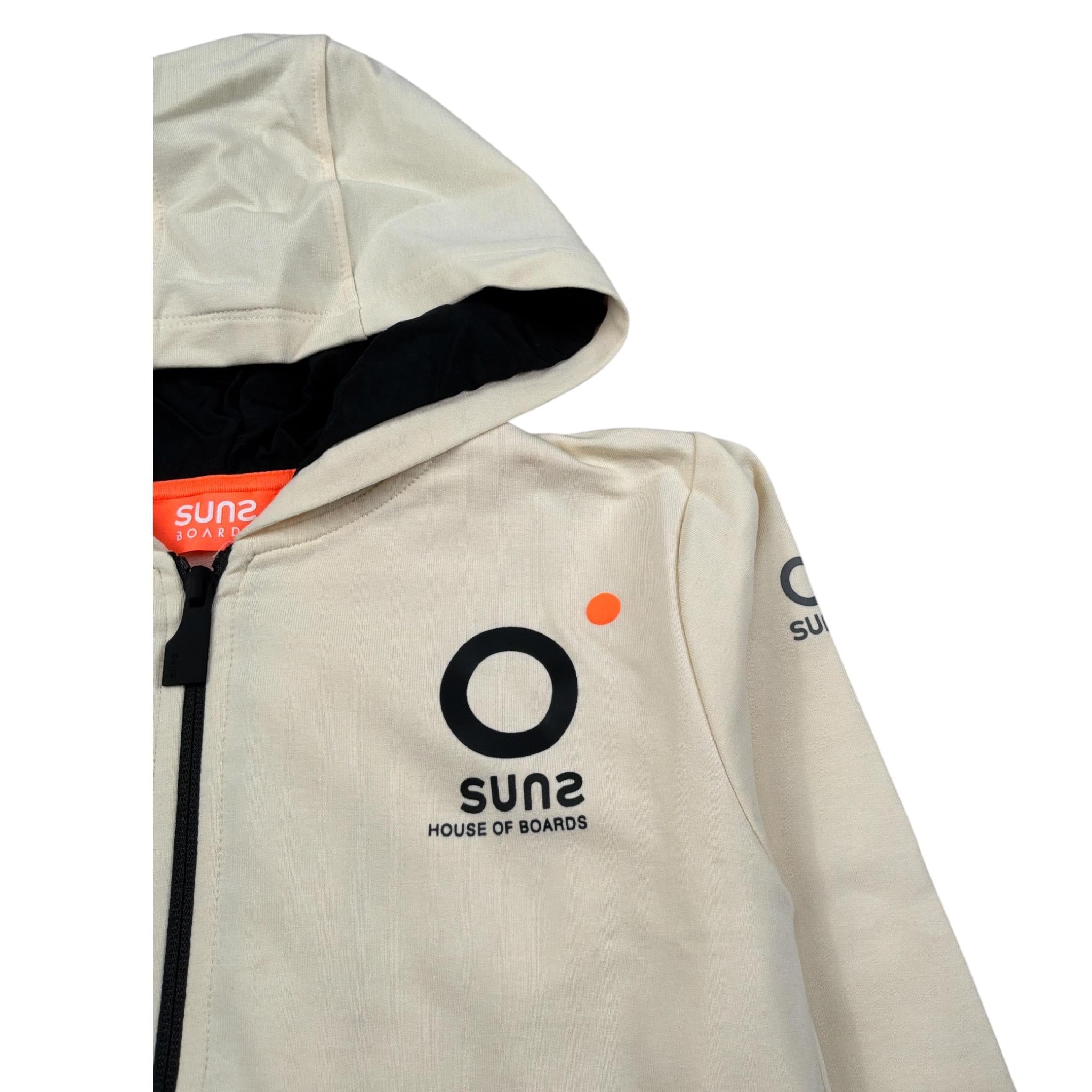 Suns Felpa tinta unita con Zip E Cappuccio Panna per Bambino MFS5104UX PANNA SUNS 
