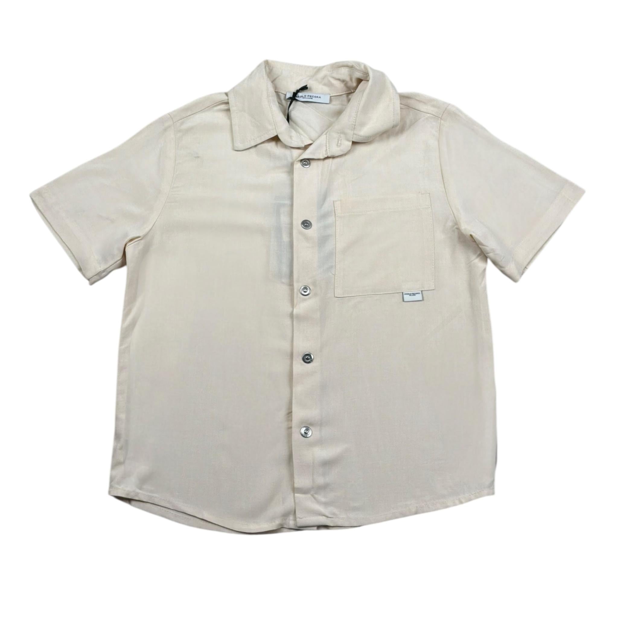 Paolo Pecora Camicia Mezza Manica Tinta Unita per Bambino PP4001X AVORIO PAOLO PECORA 