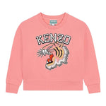 KENZO felpa chiusa girocollo tinta unita con stampa Rosa per Bambina FELPEJX ROSA KENZO 