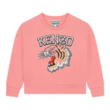 KENZO felpa chiusa girocollo tinta unita con stampa Rosa per Bambina FELPEJX ROSA KENZO 