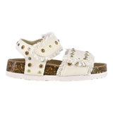 Colors Of California Solid Color Sandals With Glitter Buckles White For Baby Girl