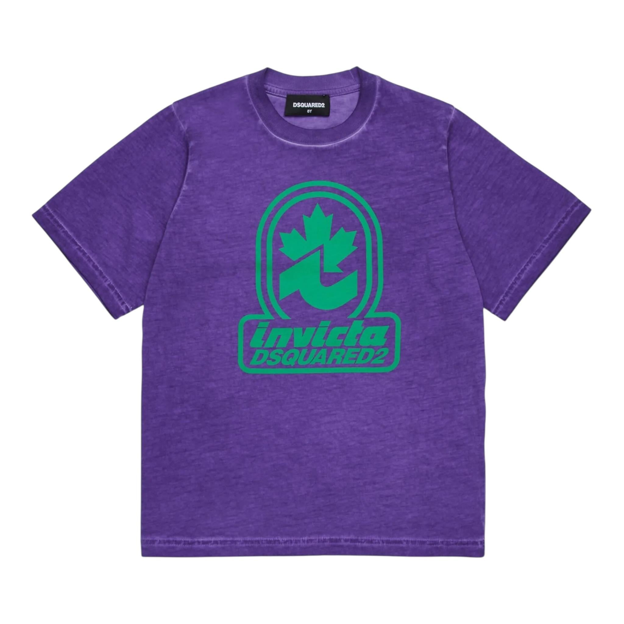 Dsquared2 T-Shirt Girocollo tinta unita con Collaborazione Invicta Viola per Bambino DQ2924X VIOLA DSQUARED2 