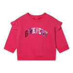 GIVENCHY felpa chiusa girocollo tinta unita con stampa paillettata Fuxia per Neonata H05287 FUXIA GIVENCHY 