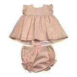 Yoedu Baby Girl Solid Color Dress-Pink Panties Set