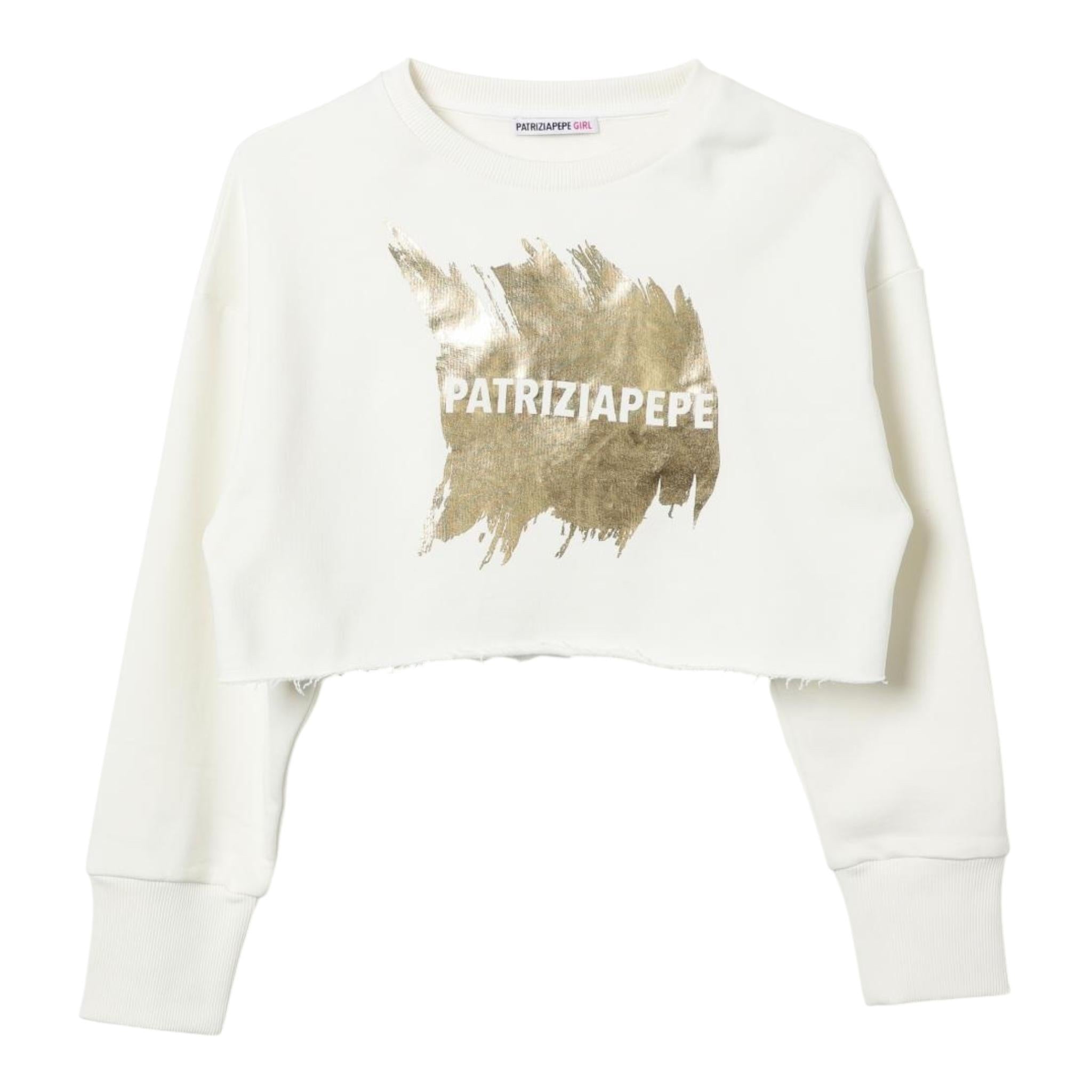 PATRIZIA PEPE felpa chiusa girocollo tinta unita cn logo Bianco per Bambina 7M0871XX BIANCO PATRIZIA PEPE 