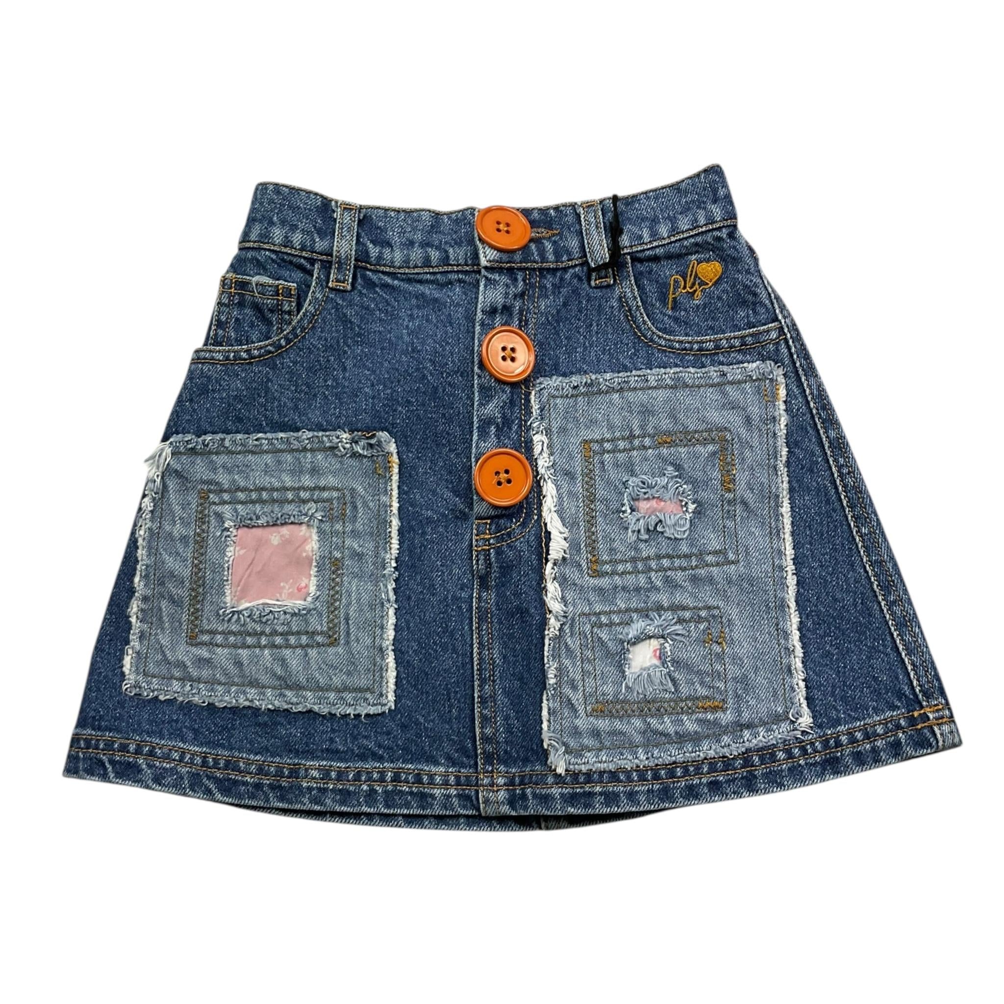 PHILOSOPHY gonna in denim tinta unita con bottoni in contrasto Blu per Bambina PFGO017 BLU PHILOSOPHY 