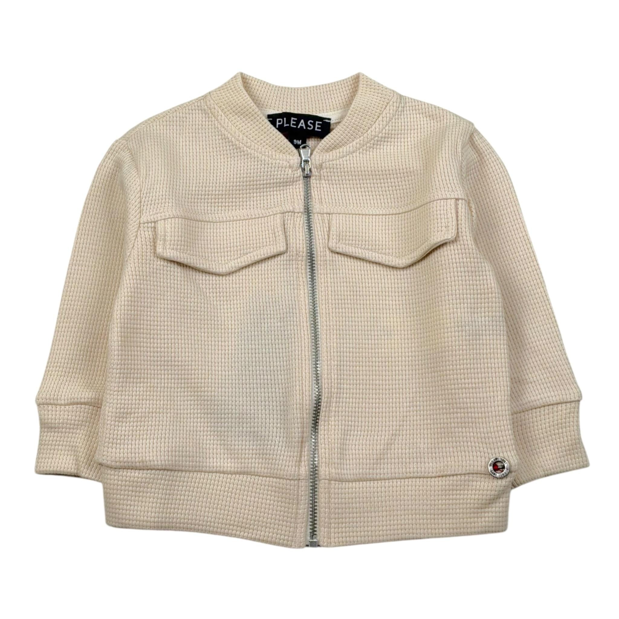 Please Felpa Tinta Unita con Zip per Neonato LG30030B71 BEIGE PLEASE 