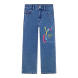 BillIEBLUSH jeans tinta unita con stampa e girovita regolabile Blu per Bambina U20451X BLU BillIEBLUSH 
