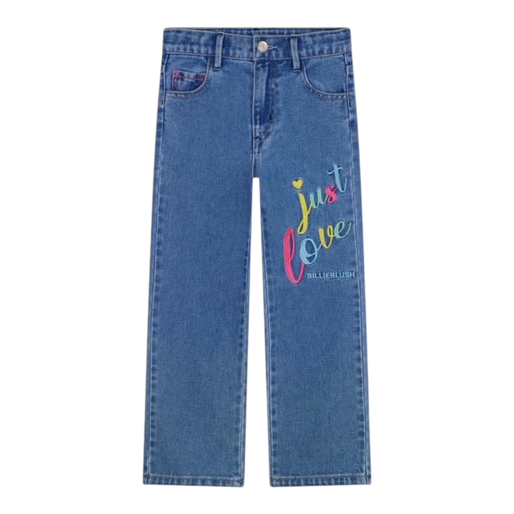 BillIEBLUSH jeans tinta unita con stampa e girovita regolabile Blu per Bambina U20451X BLU BillIEBLUSH 