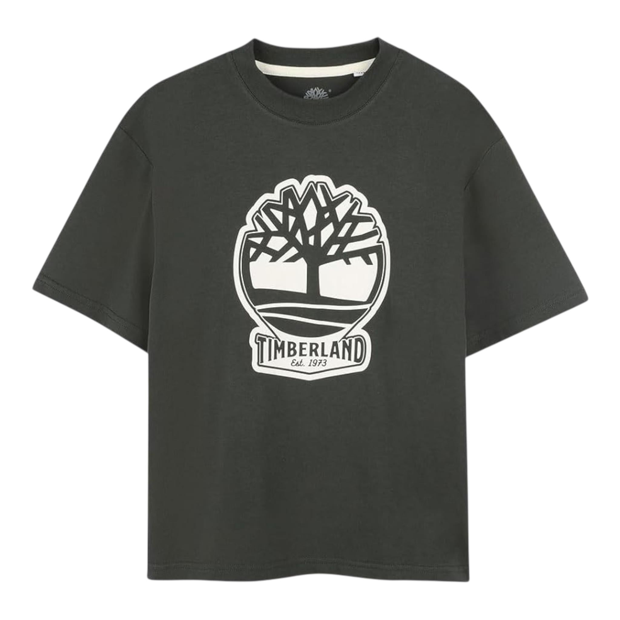 Timberland T-Shirt Girocollo Tinta Unita con Stampa per Bambino T60506TJ VERDE TIMBERLAND 