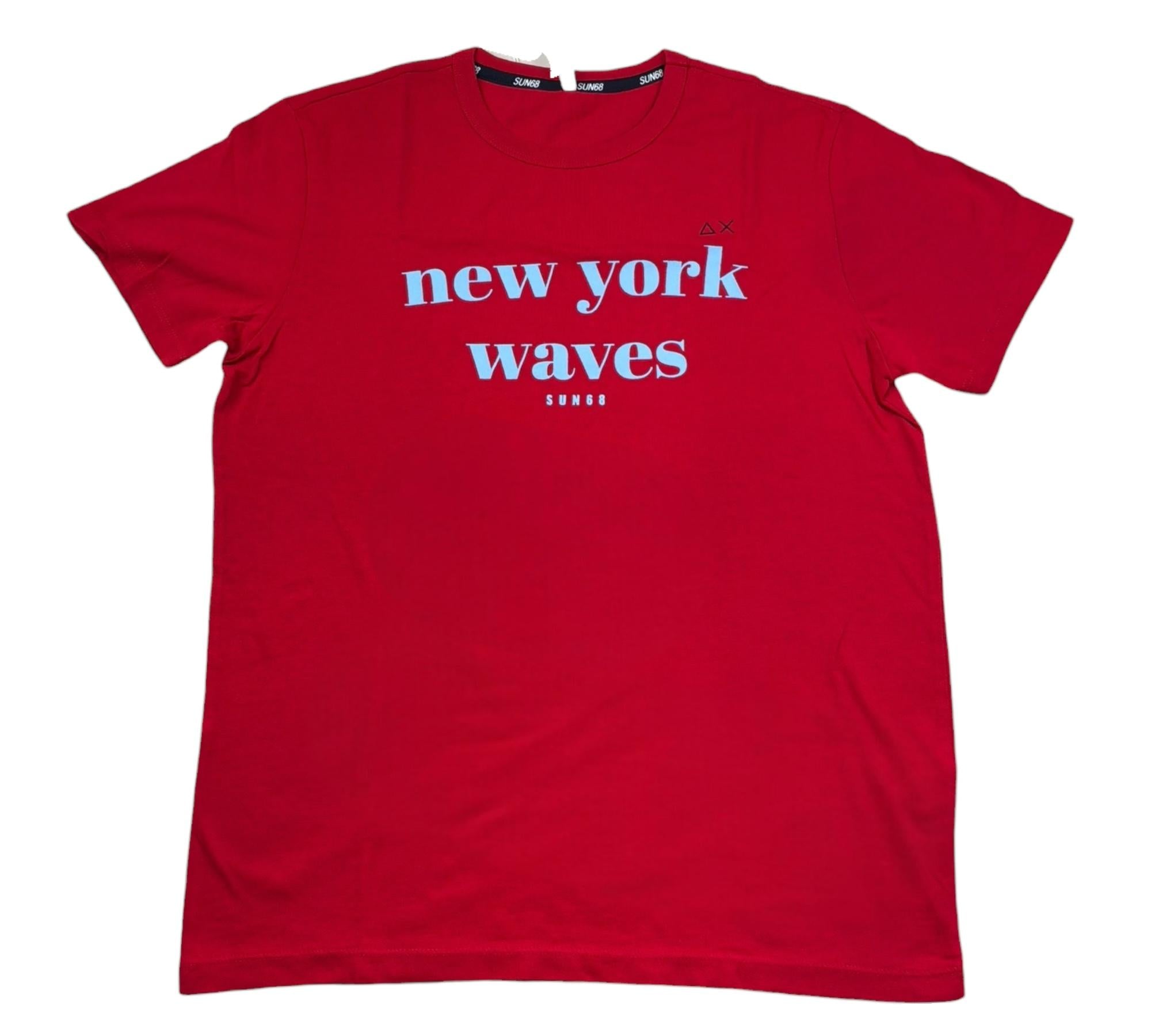 Sun68 T-Shirt Girocollo Tinta Unita con Stampa per Neonato T32305 ROSSO SUN68 
