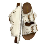 Colors Of California Solid Color Sandal With Buckles White For Girls