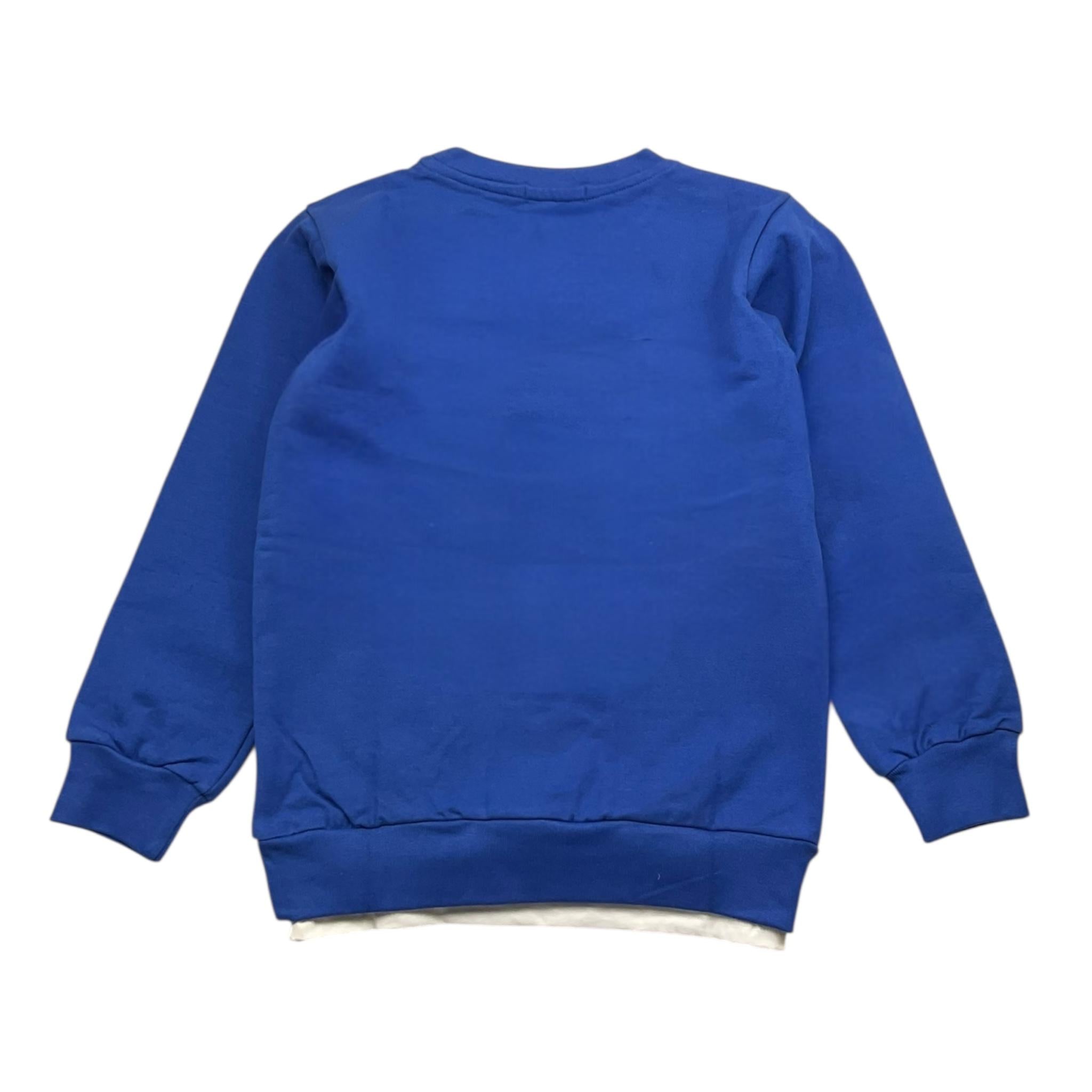 NEVER TOO felpa girocollo tinta unita con stampa Cobalto per Bambino NT2172B COBALTO NEVER TOO 