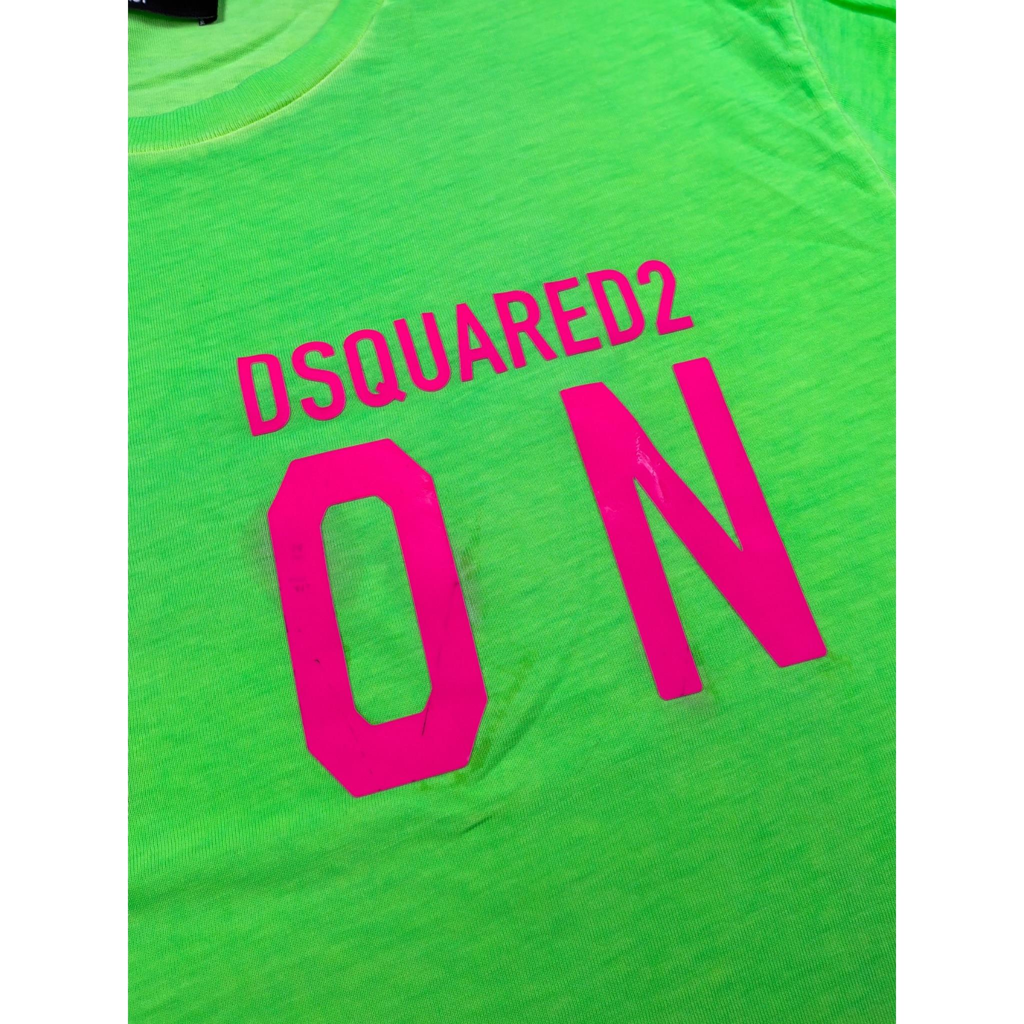 Dsquared2 T-Shirt Girocollo tinta unita con Logo Verde Fluo per Bambino DQ2416 VERDE FLUO DSQUARED2 