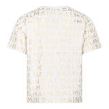 Balmain T-Shirt Crew Neck Solid Color With White Logo Prints For Girls