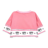Chiara Ferragni T-Shirt Crop Model Solid Color With Pink Print For Baby Girl