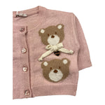 LE BEBE' cardigan tinta unita con orsi Rosa per Neonata LBB4704 ROSA LE BEBE' 