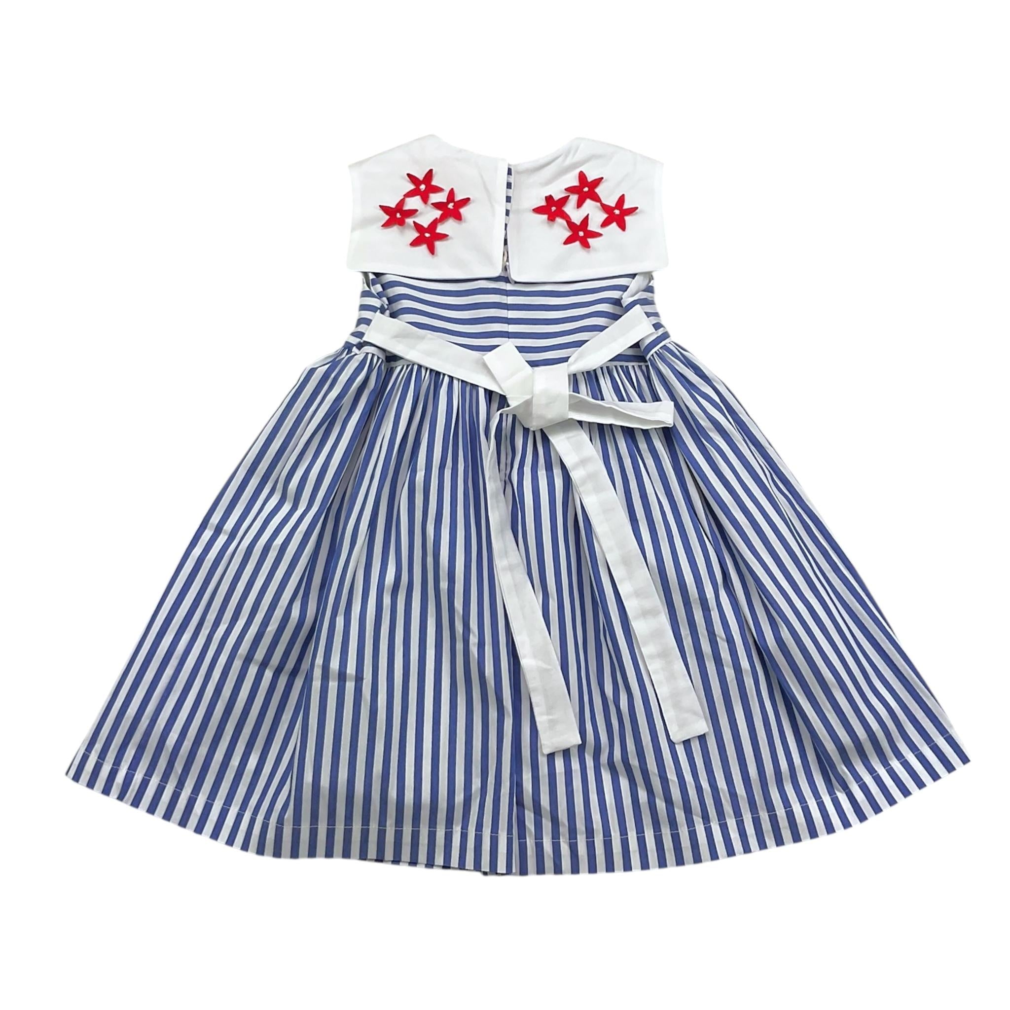 Ilfarobimbi Abito Bicolore con Fantasia A Righe E Colletto per Neonata IFB50576 BIANCO/AZZURRO ILFAROBIMBI 