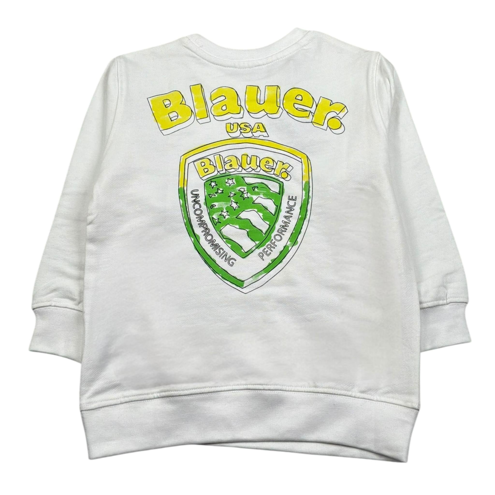 Blauer Felpa Chiusa Girocollo Tinta Unita con Stampa per Bambino 25SBLKF03551 BIANCO BLAUER 