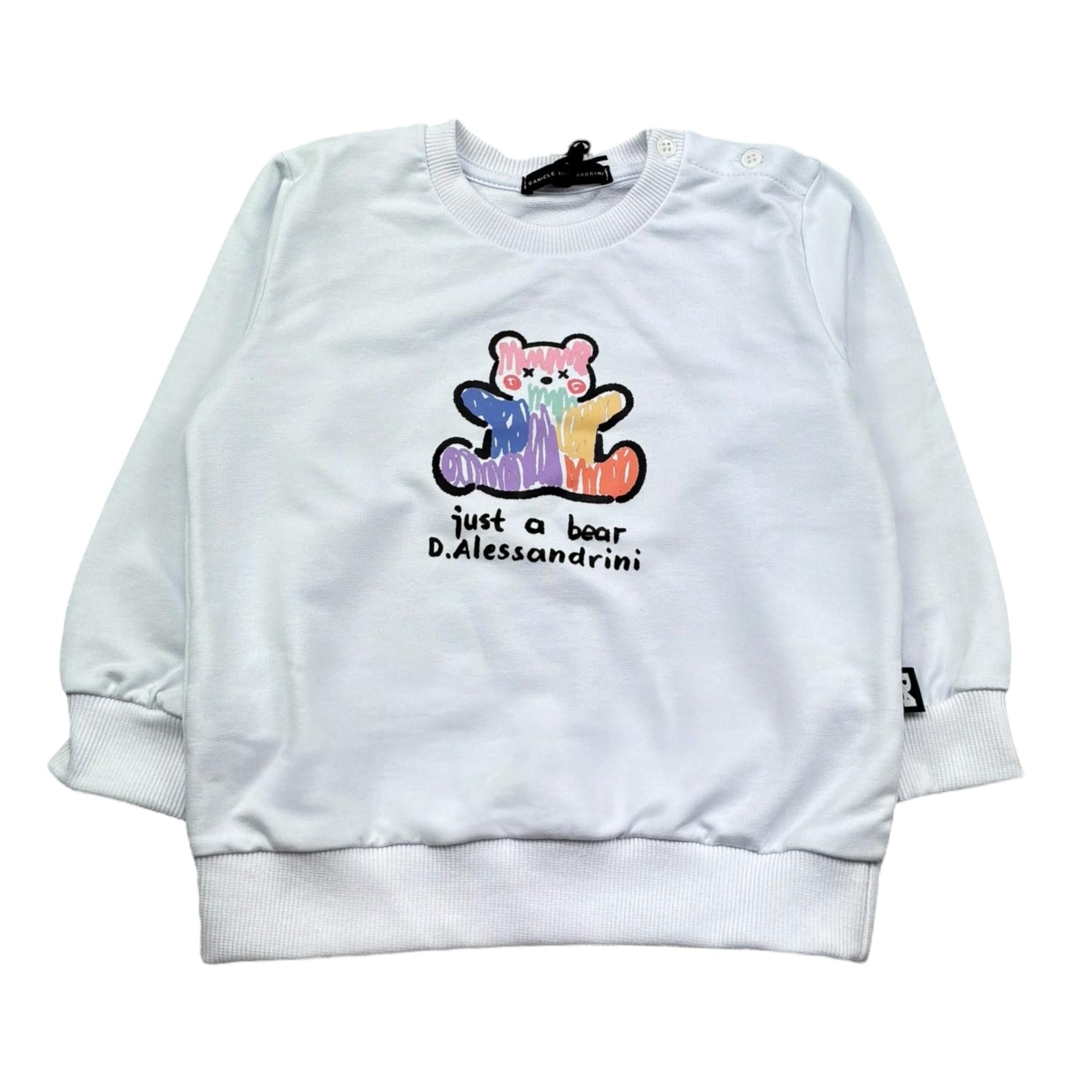 Daniele Alessandrini Felpa Chiusa Girocollo Tinta Unita con Stampa per Neonato 1295F00266 BIANCO DANIELE ALESSANDRINI 