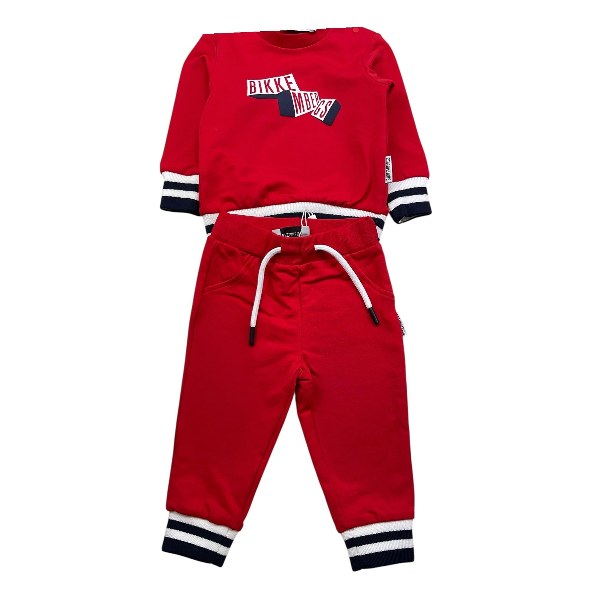 BiKKEMBERGS completo 2pz felpa-pantalone tinta unita Rosso per Neonato BK2955 ROSSO BiKKEMBERGS 