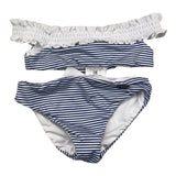 Monnalisa 2-Piece Costume Solid Color Bandeau-Briefs Striped Pattern White For Baby Girl