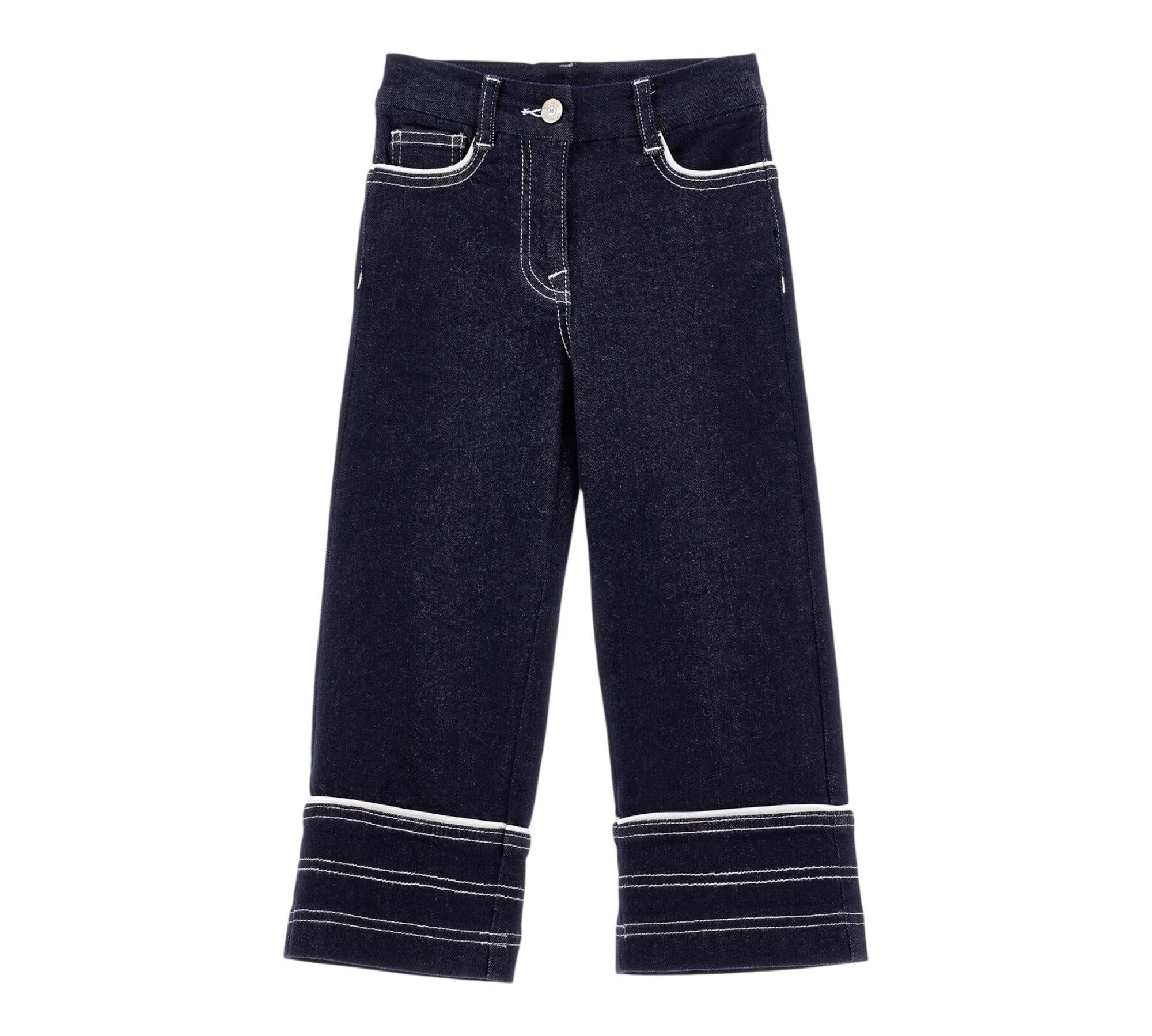 Monnalisa Jeans Tinta Unita Modello Palazzo per Bambina 19E406 BLU MONNALISA 