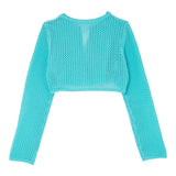 Liu Jo Solid Color Perforated Shrug Aqua Green For Girls