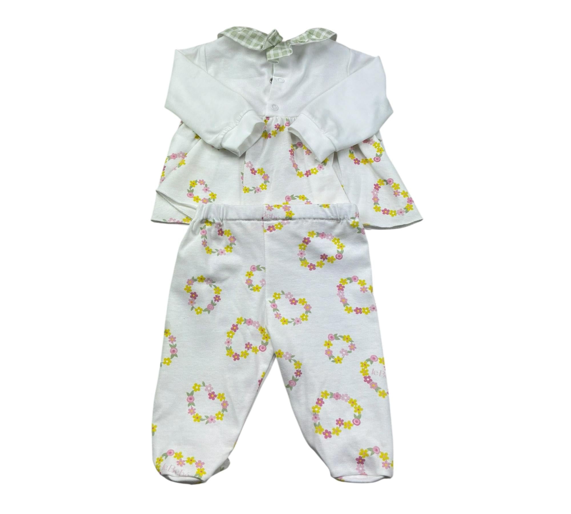 Le Bebe Completo 2 Pezzi Shirt-Ghettina Tinta Unita per Neonata LBG6230 BIANCO LE BEBE 