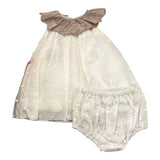 La Stupenderia Solid Color Sleeveless Dress With Tulle And White Culotte For Newborn
