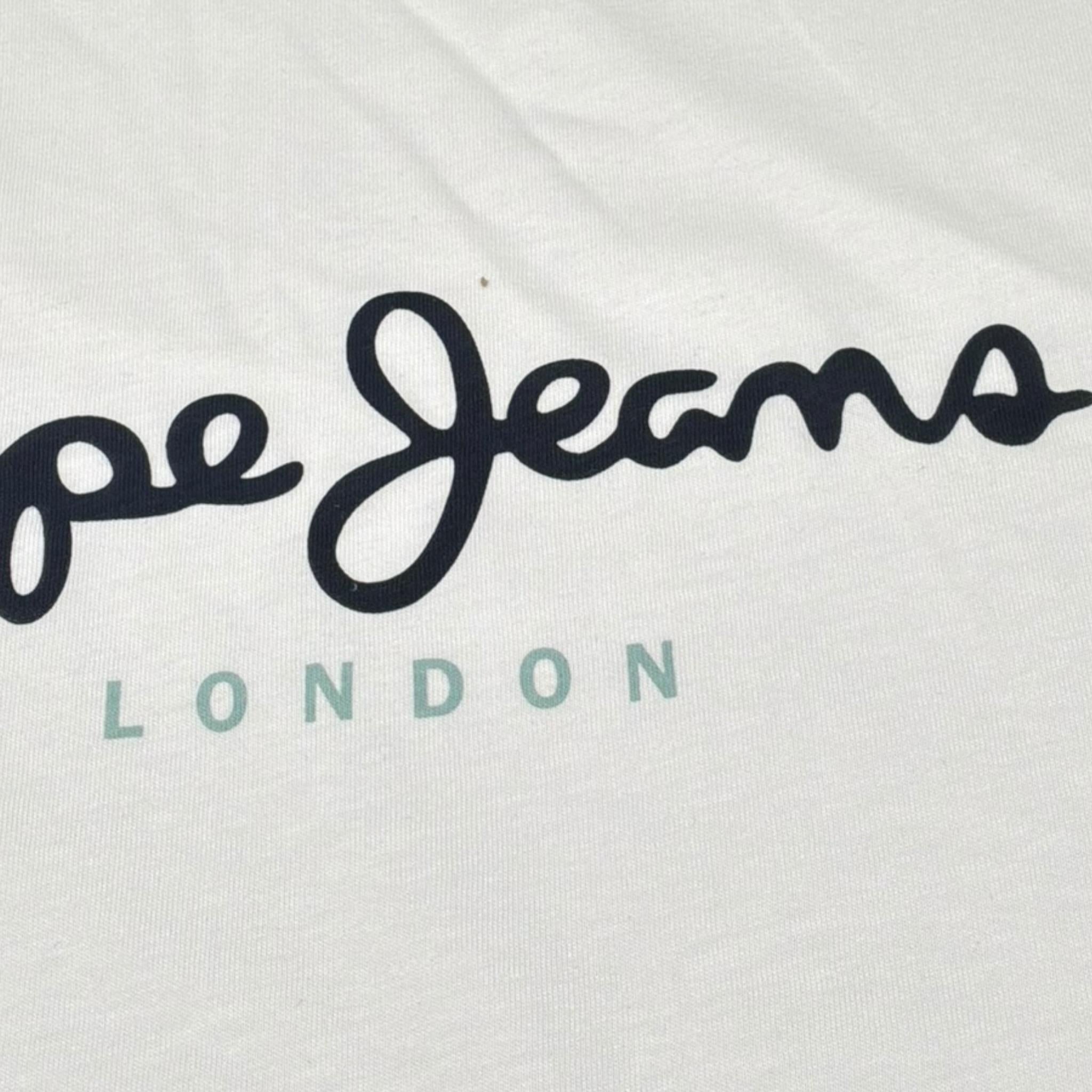 Pepe Feamo Shirt Girocollo Tinta Unita con Stampa per Bambino PB503993 BIANCO PEPE JEANS 