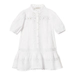 Twinset Abito Mezza Manica Tinta Unita con Trafori per Bambina 251GJ2410 BIANCO TWINSET 