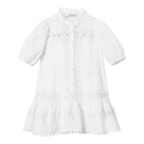 Twinset Abito Mezza Manica Tinta Unita con Trafori per Bambina 251GJ2410 BIANCO TWINSET 