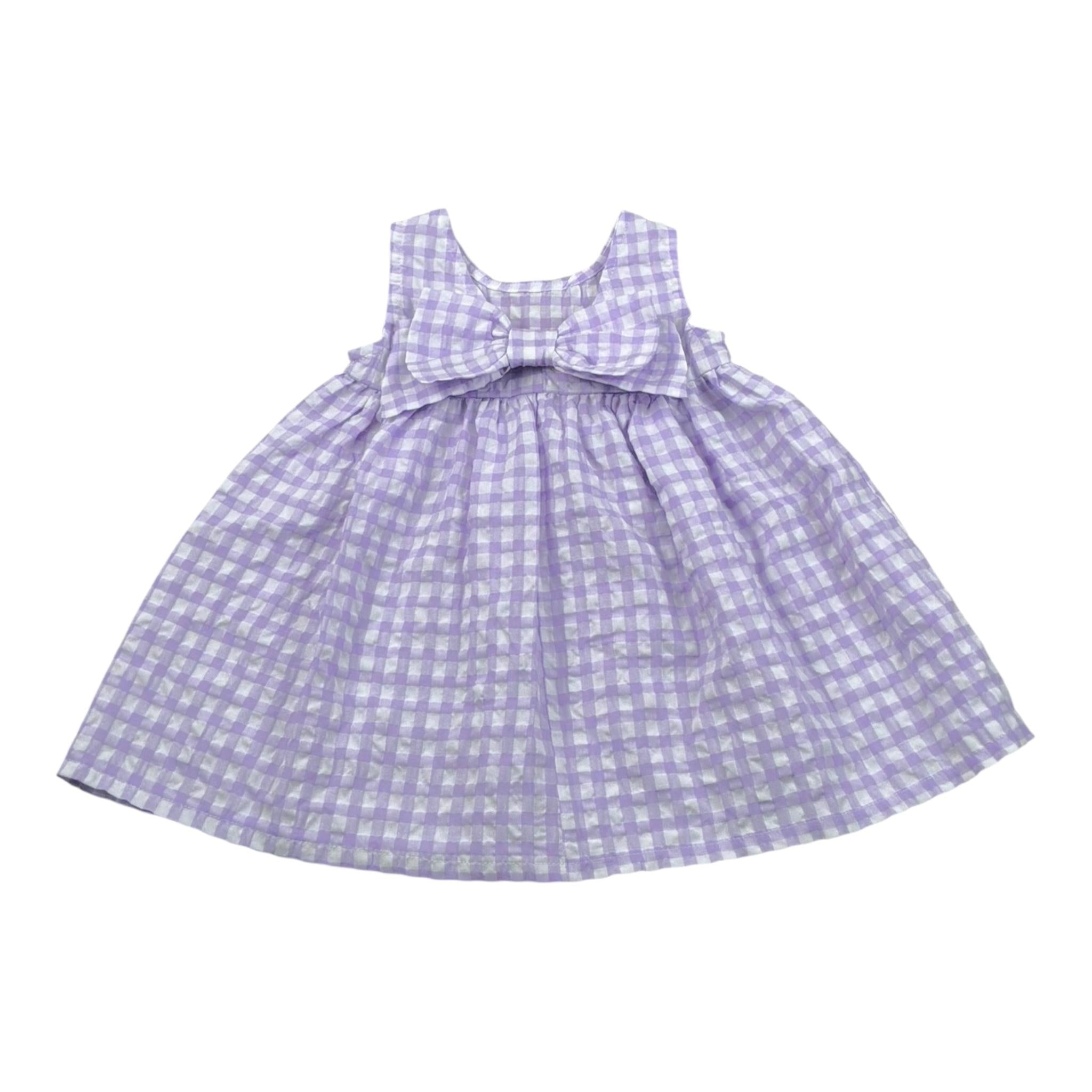 Magil Abito Bicolore con Fantasia A Quadri per Bambina HN20118 BIANCO/LILLA MAGIL 