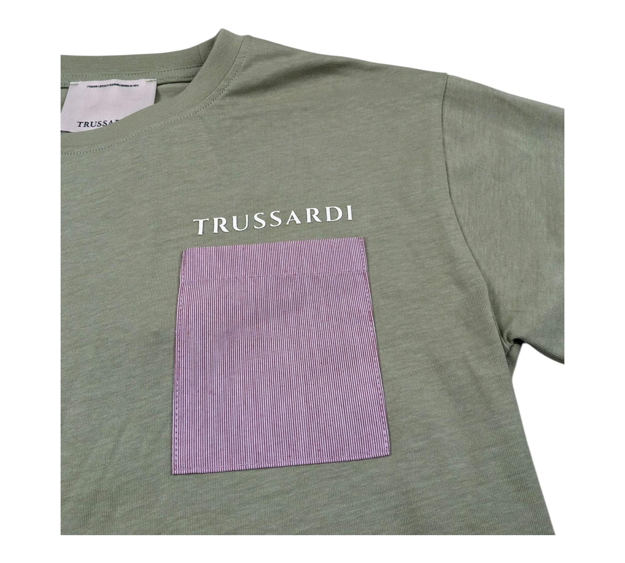 Trussardi T-Shirt Girocollo Tinta Unita con Stampa per Bambino TBP26125TS VERDE TRUSSARDI 