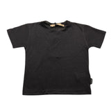 Yes London Black Solid Crew Neck T-Shirt For Baby