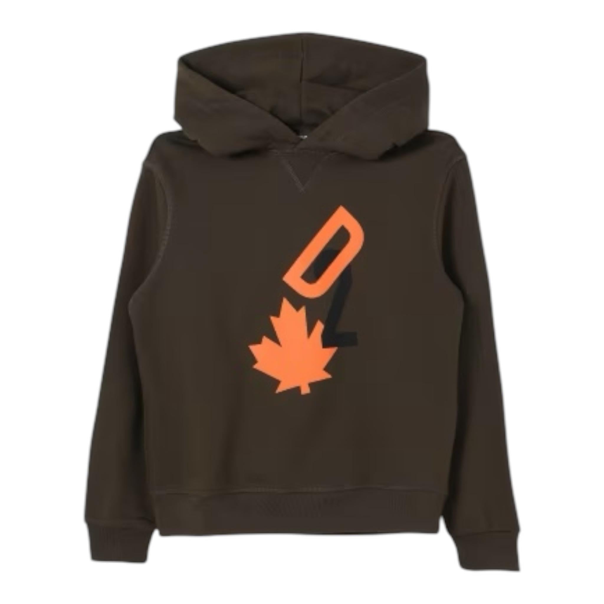 DSQUARED2 felpa tinta unita con cappuccio e stampa Verde per Bambino DQ2465 VERDE DSQUARED2 