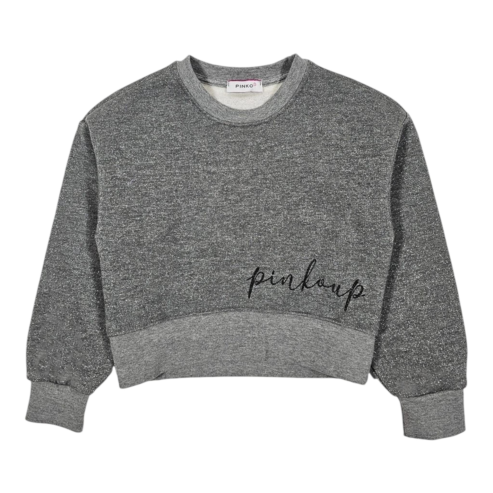 PINKO felpa girocollo tinta unita con stampa Grigio per Bambina F4PIJGSW161 GRIGIO PINKO 
