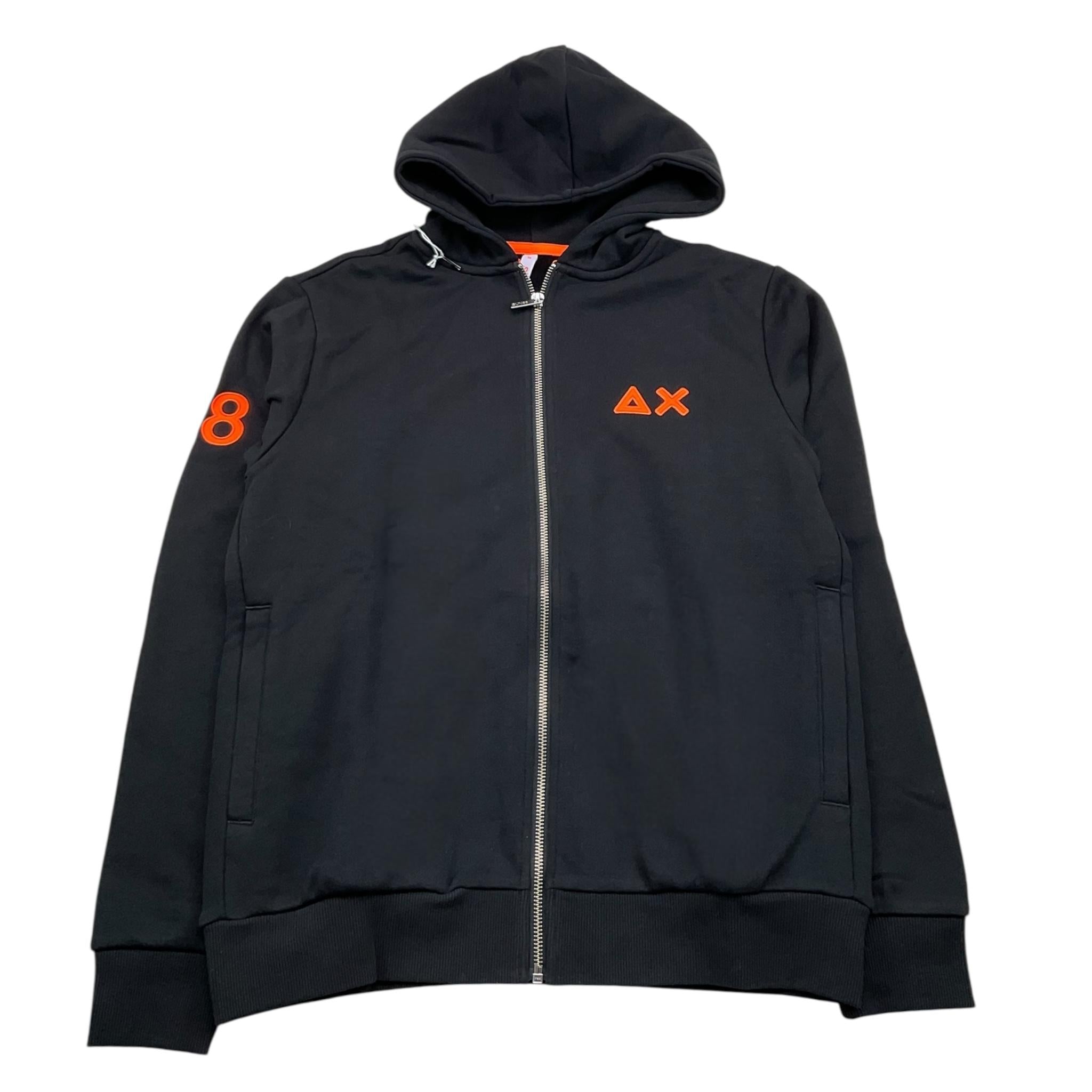 SUN68 felpa con zip e cappuccio tinta unita con logo Nero per Bambino F44331X NERO SUN68 